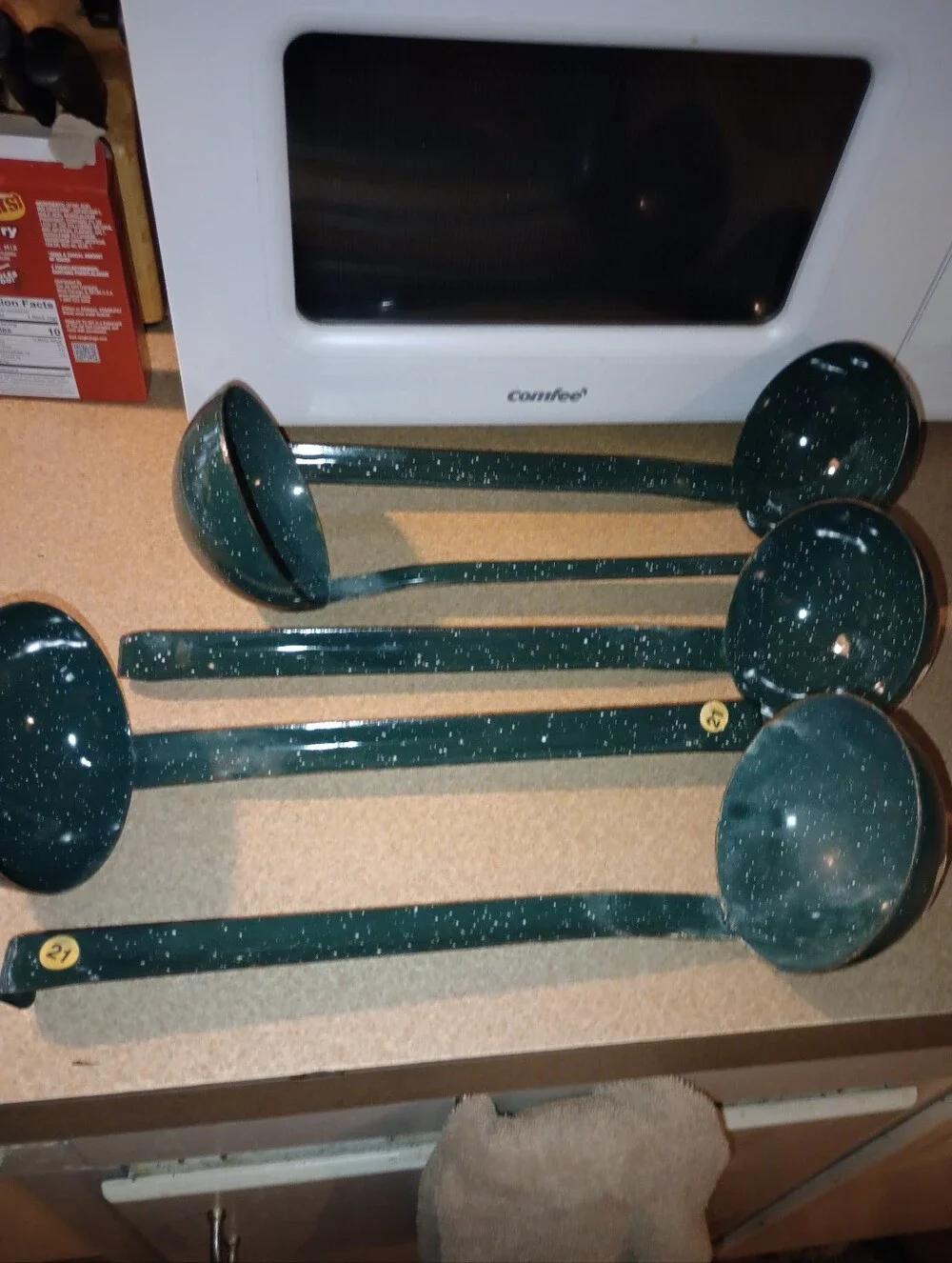 Large Lot Of Cinsa Green Speckled Enamel Camping Cookware